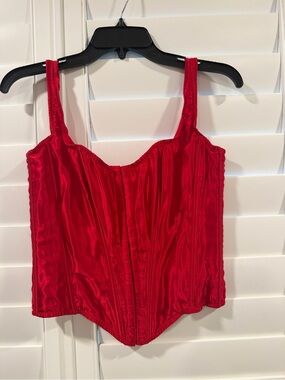 Victoria's Secret Red Satin Corset Crop Top